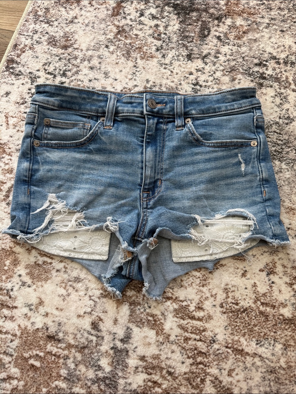 American Eagle Next Level Stretch High Rise Shortie Jean Shorts